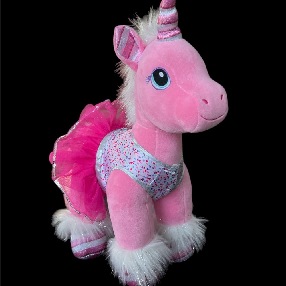 Build A Bear Unicorn Pink White Sprinkles Party Tutu Sparkle Plush Stuffed 16”